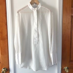 Bimba y Lola White Cotton Voile Oversized Blouse